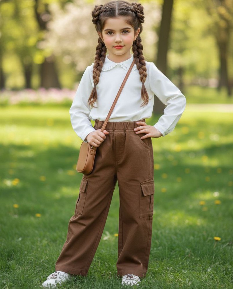 شلوار کتان کارگو دخترانه کد 134258 - خرید شلوار دخترانه عمده