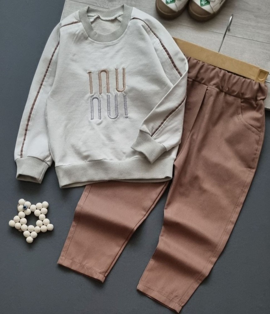 ست بلوز شلوار کتان دخترانه پسرانه inu کد 135332 - خرید ست بلوز شلوار پسرانه عمده