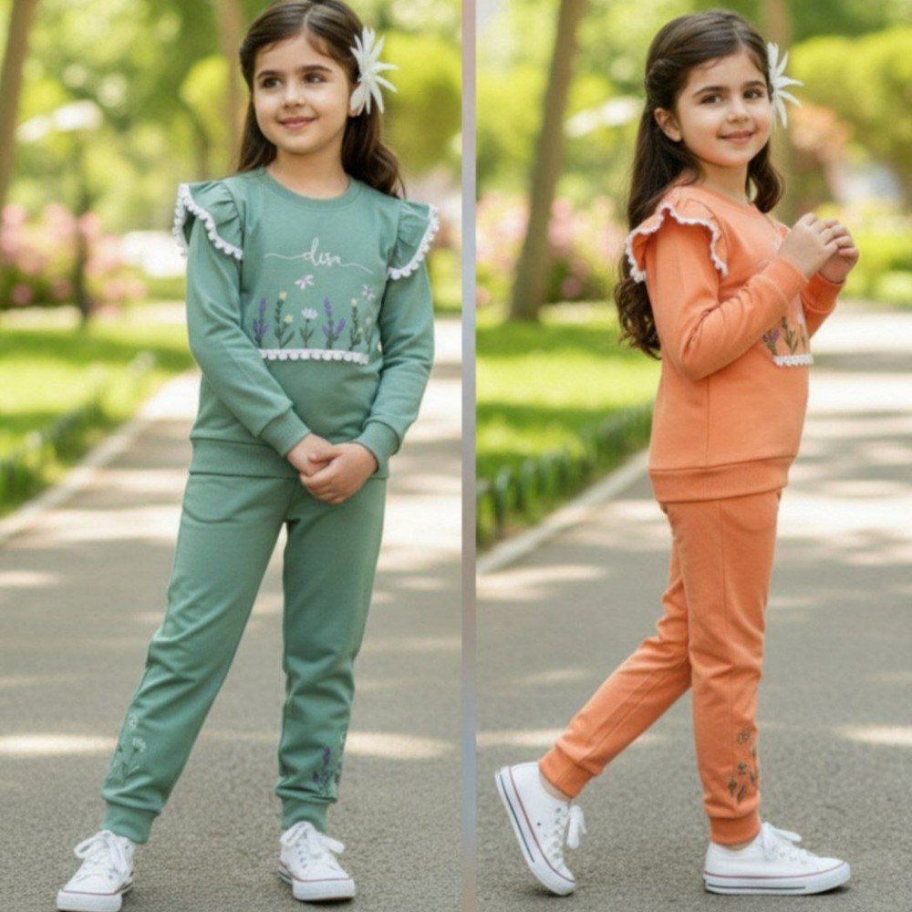 ست بلوز شلوار دخترانه گلدوزی کد 135333 - خرید ست بلوز شلوار دخترانه عمده