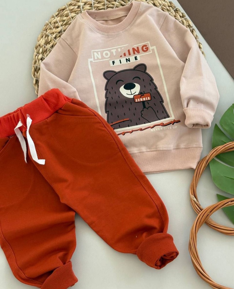 ست بلوز شلوار اسپرت پسرانه خرسی کد 135381 - خرید ست بلوز شلوار پسرانه عمده