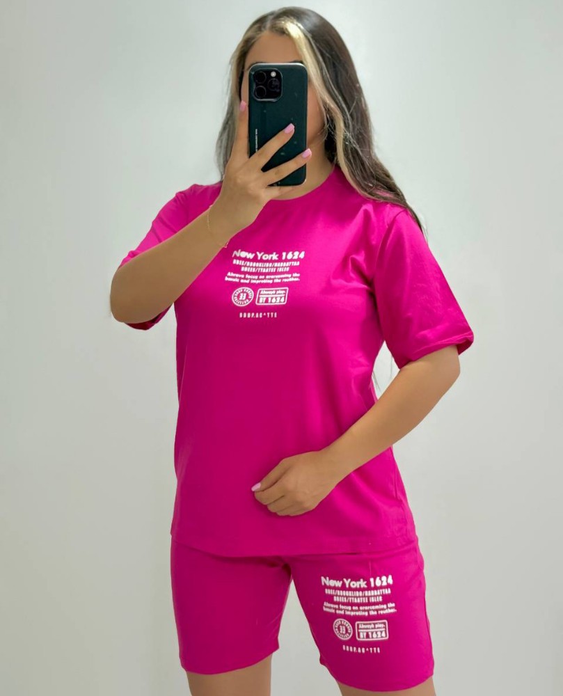 ست تیشرت و شلوارک زنانه پنبه کد 133458 - خرید ست تاب شلوارک زنانه عمده