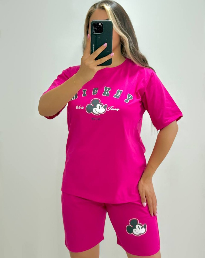 ست تیشرت و شلوارک زنانه پنبه کد 133459 - خرید ست تاب شلوارک زنانه عمده