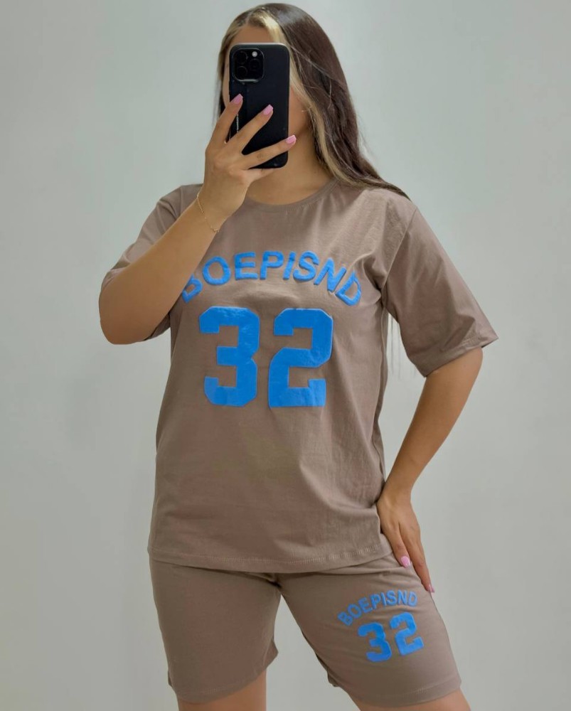 ست تیشرت و شلوارک زنانه پنبه کد 133460 - خرید ست تاب شلوارک زنانه عمده