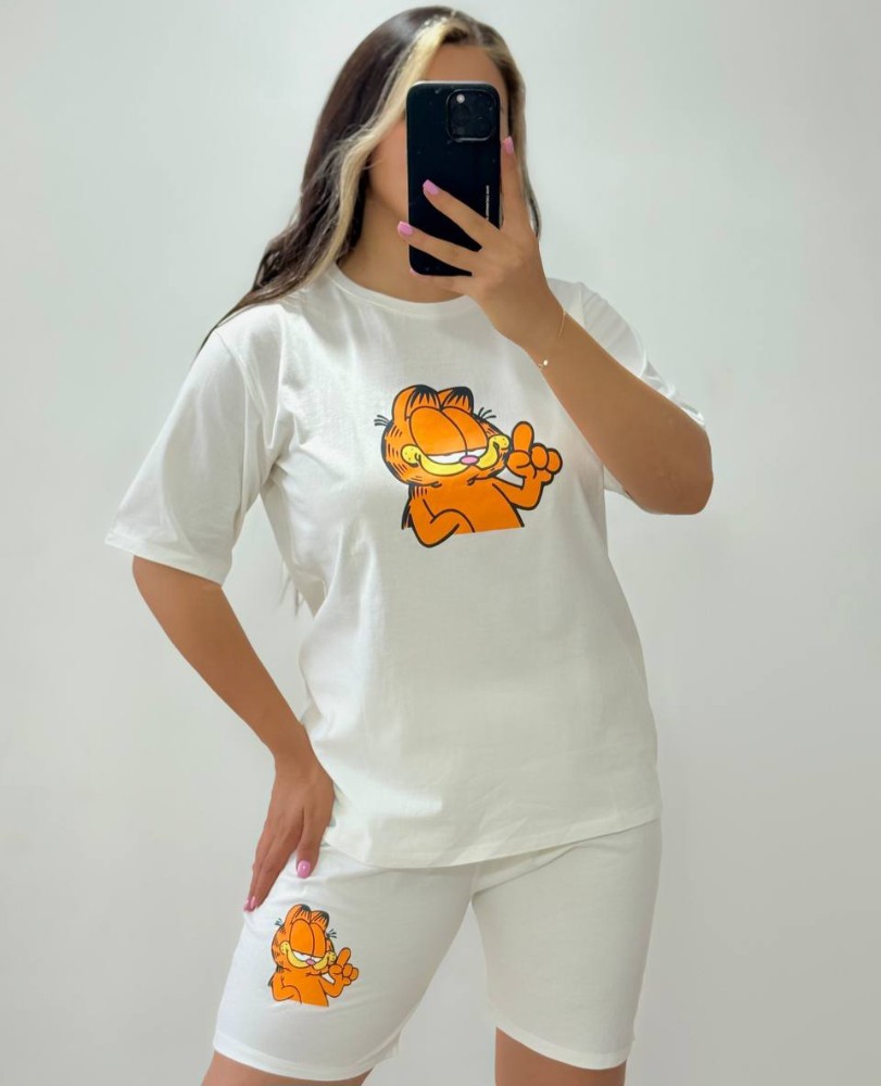 ست تیشرت و شلوارک زنانه پنبه کد 133461 - خرید ست تاب شلوارک زنانه عمده