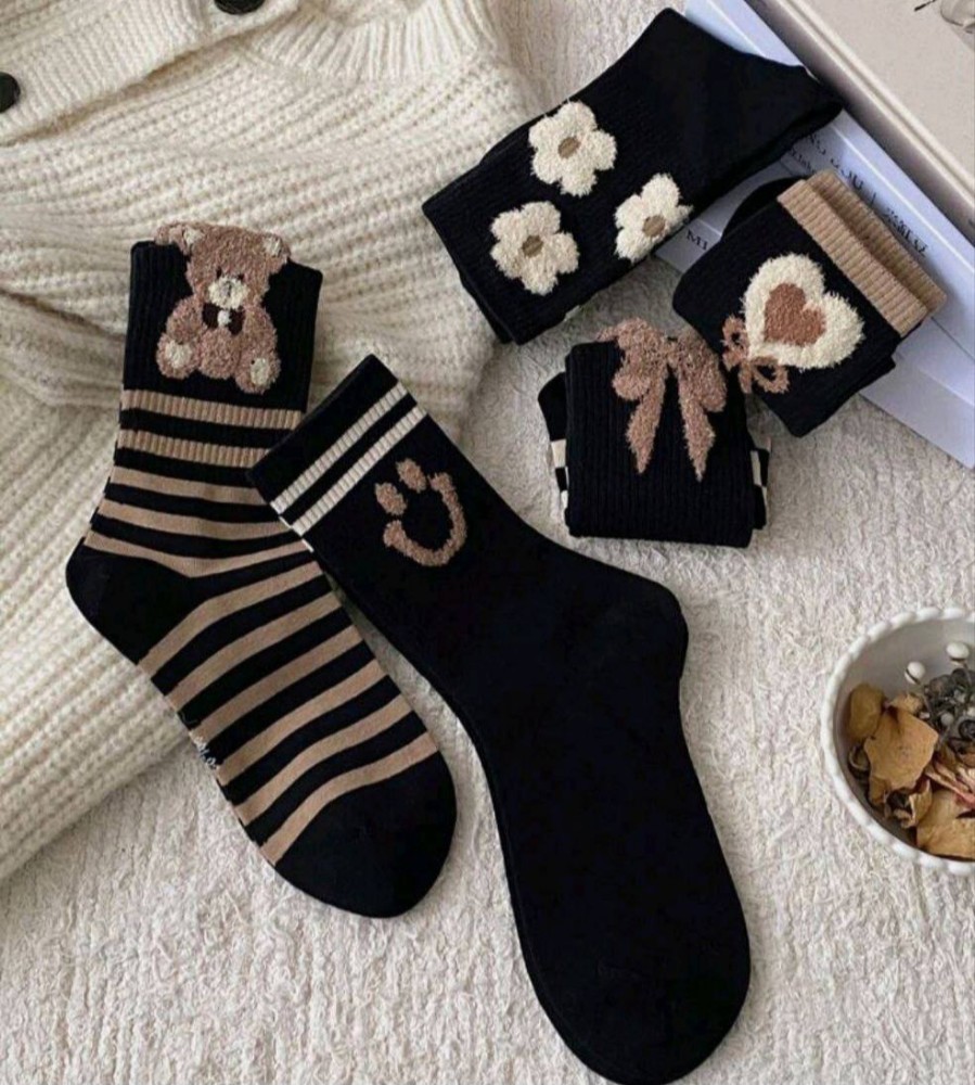 فروش عمده 🔥 جوراب ساقدار زنانه ترکیبی بوکله دار خارجی کد 132794