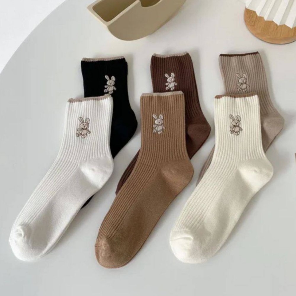 فروش عمده جوراب ساقدار زنانه کبریتی گلدوزی خرگوش خارجی کد 132800