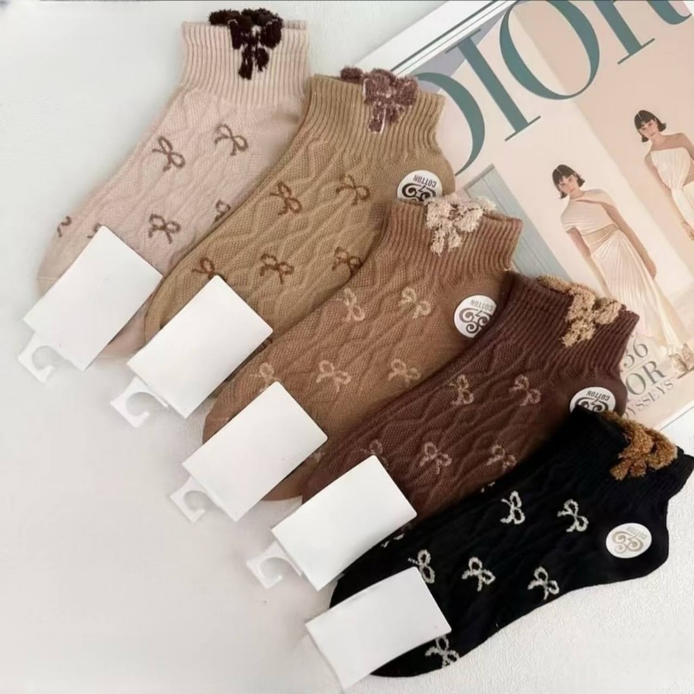 فروش عمده جوراب مچی زنانه برجسته پاپیون بوکله خارجی کد 132810