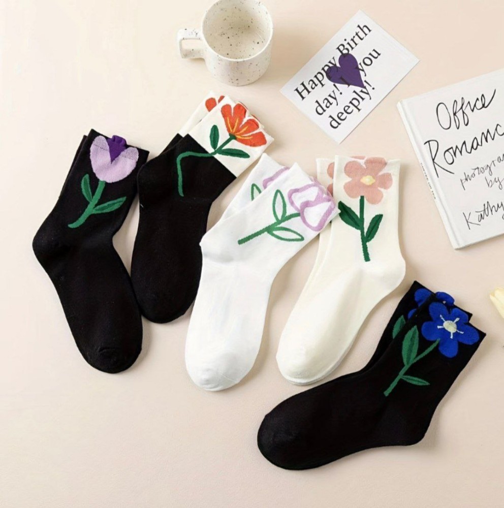 فروش عمده 🔥 جوراب ساقدار زنانه گل گوشدار خارجی کد 132865