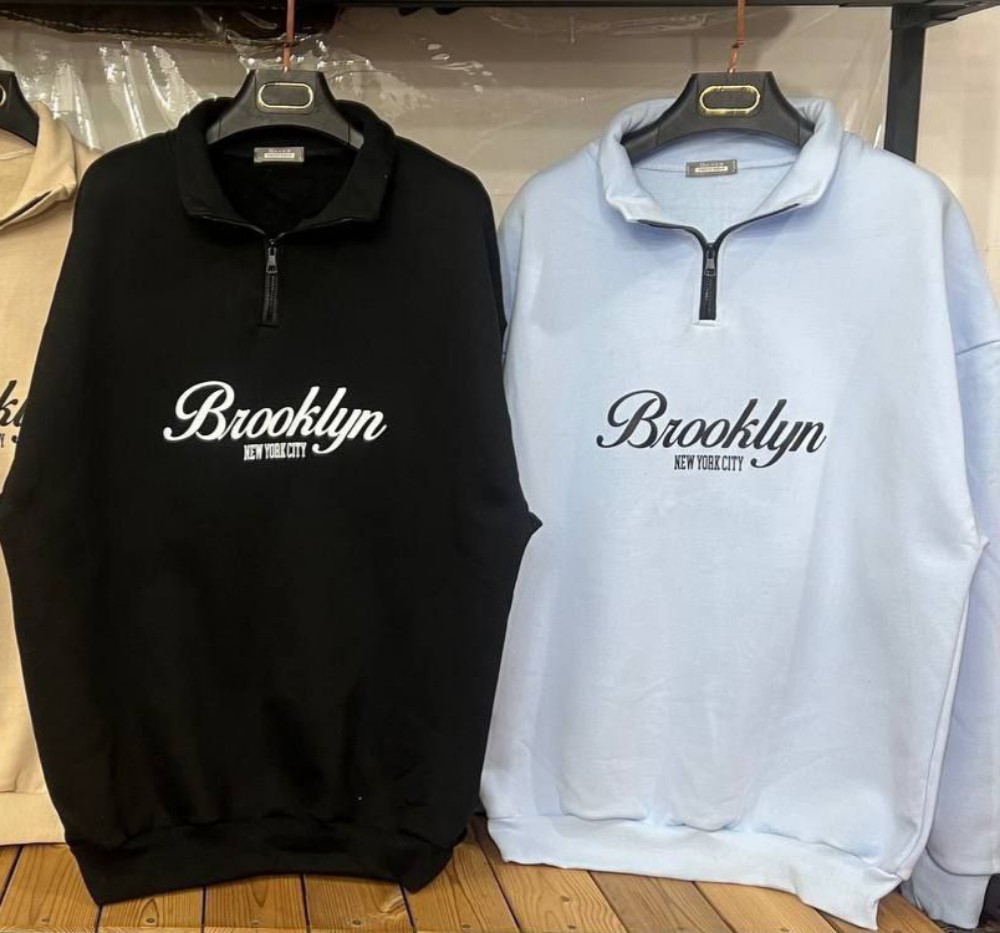 فروش عمده هودی نیم زیپ مردانه دورس ۳ نخ کد 132613