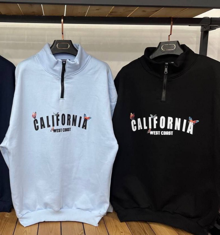 فروش عمده هودی نیم زیپ مردانه دورس ۳ نخ کد 132615