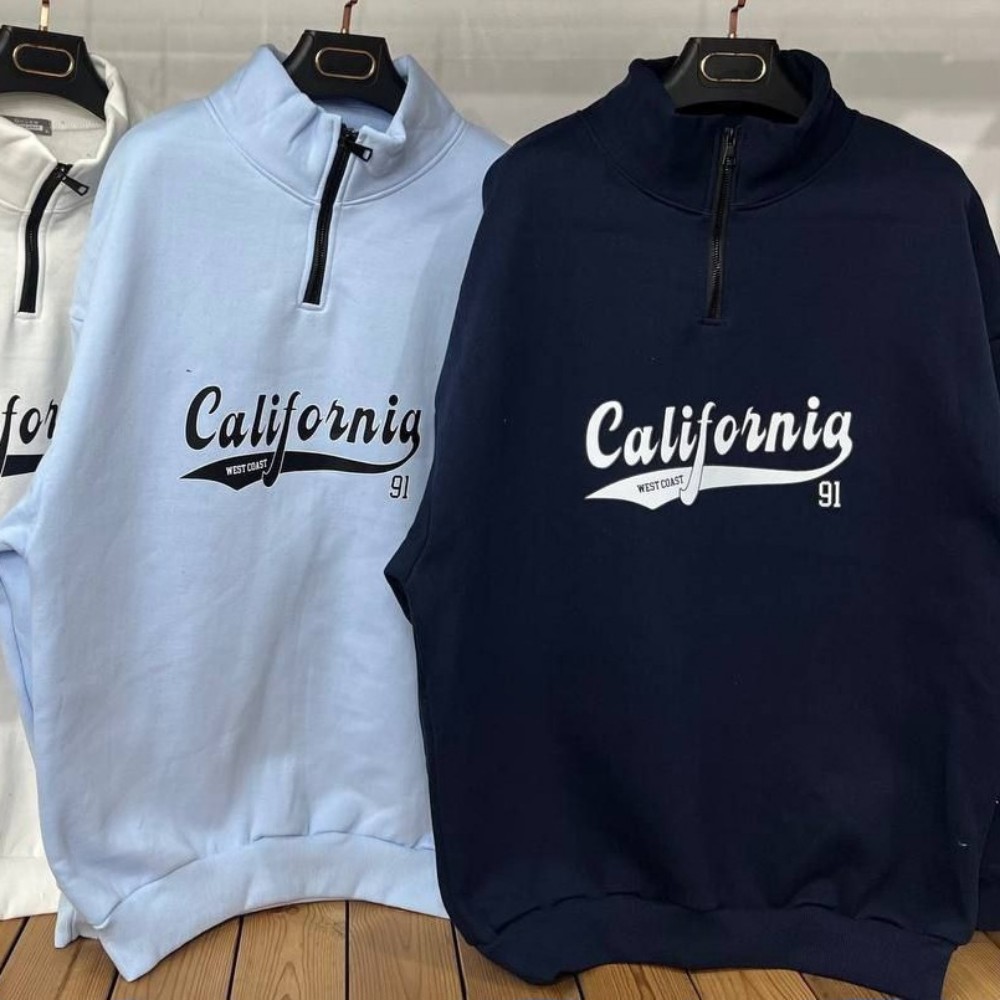 فروش عمده هودی نیم زیپ مردانه دورس ۳ نخ کد 132617