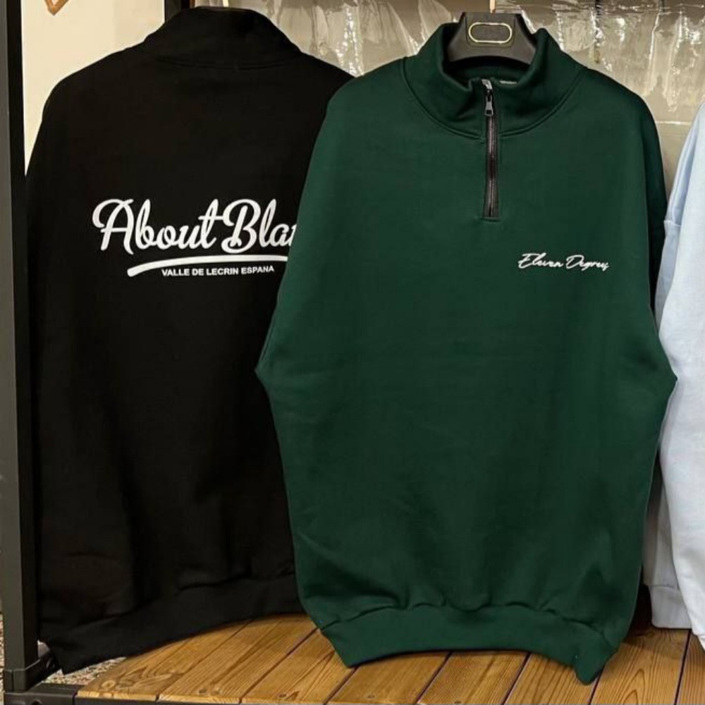 فروش عمده هودی نیم زیپ مردانه دورس ۳ نخ کد 132618