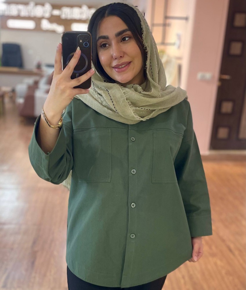 شومیز زنانه دو جیب کتان کد 133749 - خرید مانتو زنانه عمده