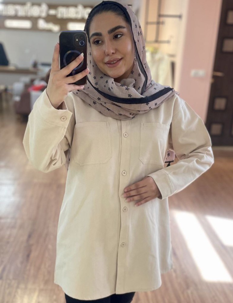 مانتو زنانه دو جیب کتان کد 133750 - خرید مانتو زنانه عمده