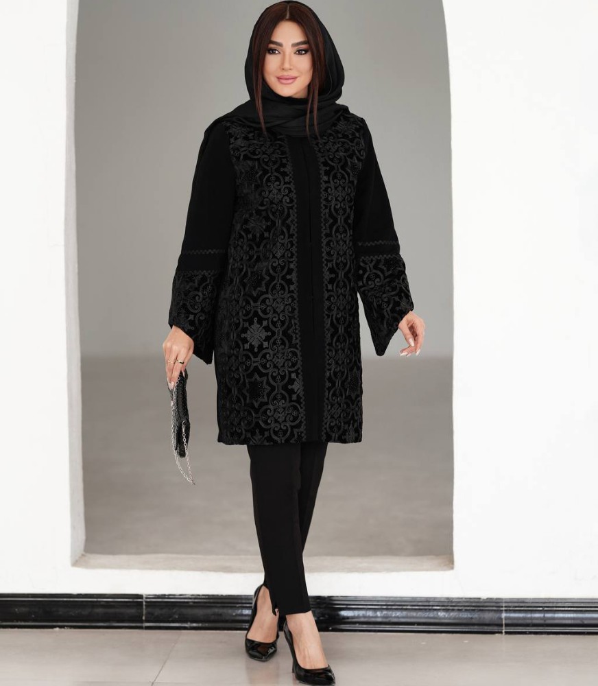 کت زنانه مجلسی قواره دار آستین لاله کد 134179 - خرید کت و شلوار زنانه عمده