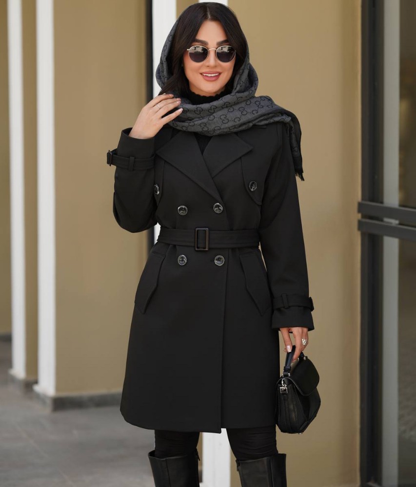 مانتو بارانی بلند زنانه مدل یقه انگلیسی کد 134183 - خرید مانتو زنانه عمده