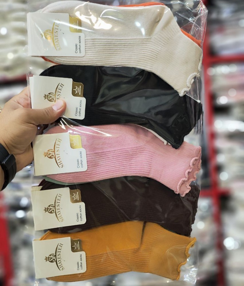 جوراب زنانه نیم ساق کبریتی لب فر خارجی کد 135095 - خرید جوراب زنانه عمده