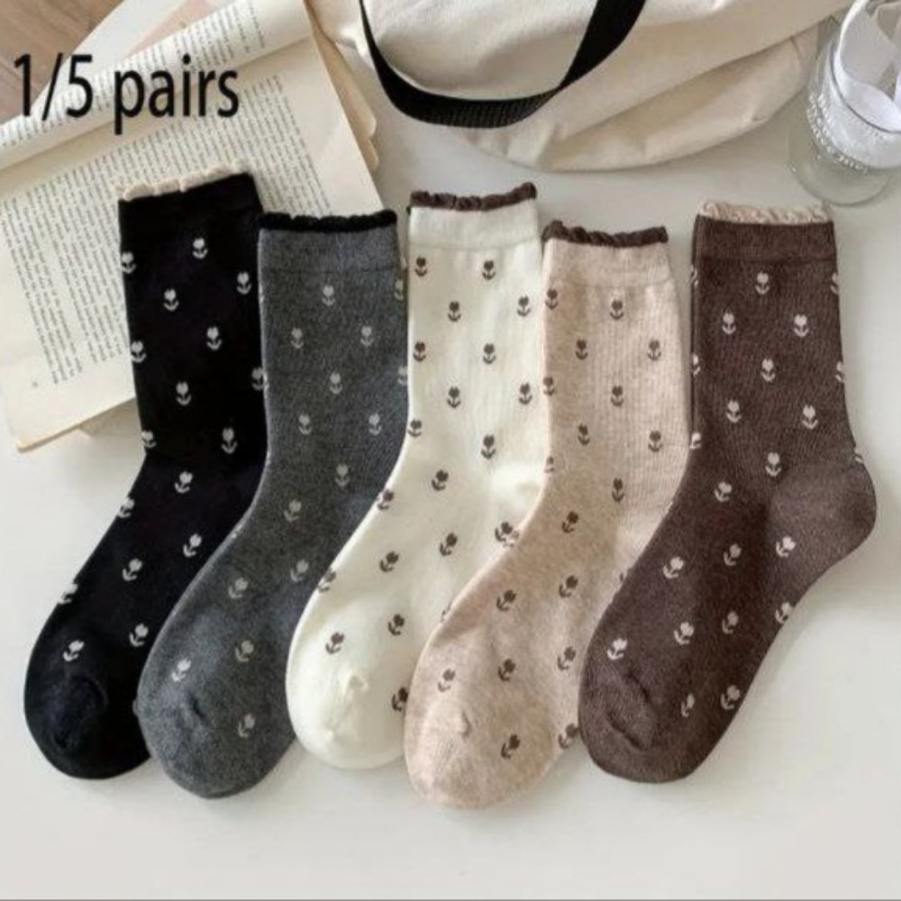 جوراب زنانه ساقدار طرح لاله خارجی کد 135097 - خرید جوراب زنانه عمده