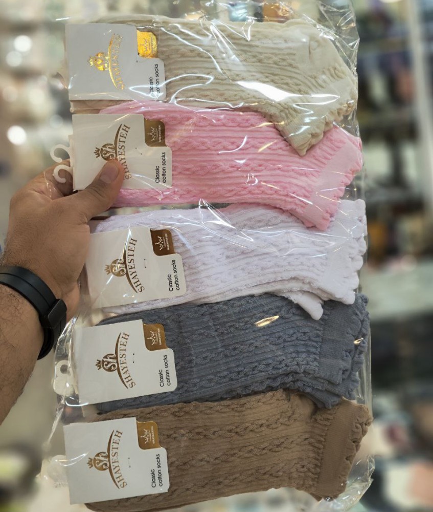 جوراب زنانه مچی لب دالبری گندمی خارجی کد 135356 - خرید جوراب زنانه عمده