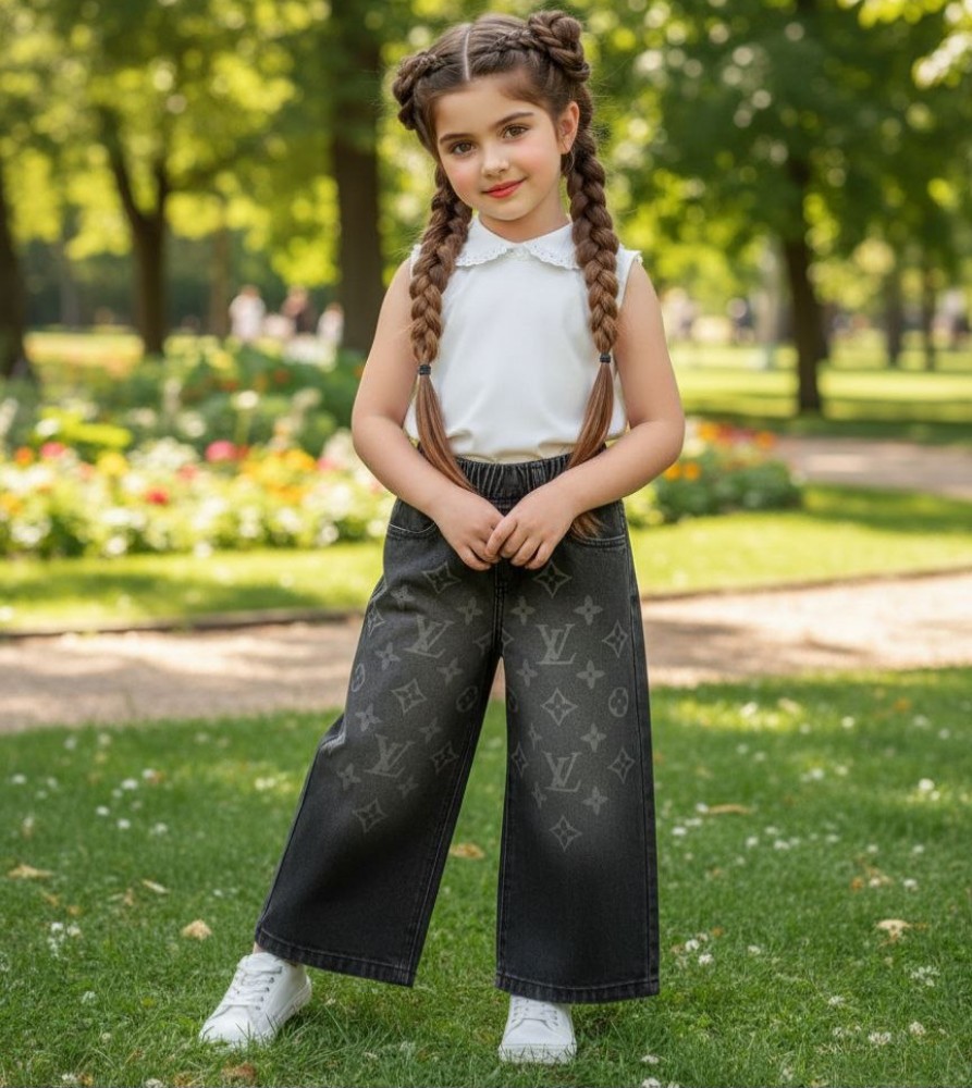 شلوار لی واید لگ دخترانه لویی ویتون کد 134288 - خرید شلوار دخترانه عمده