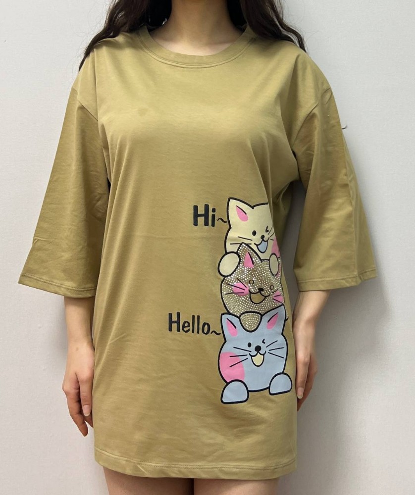 فروش عمده نیم لانگ چاپ و نگین گربه کد 132657