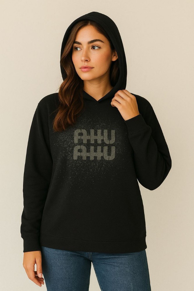 فروش عمده هودی باکسی کلاه دار چاپ miuپیستولری کد 133311