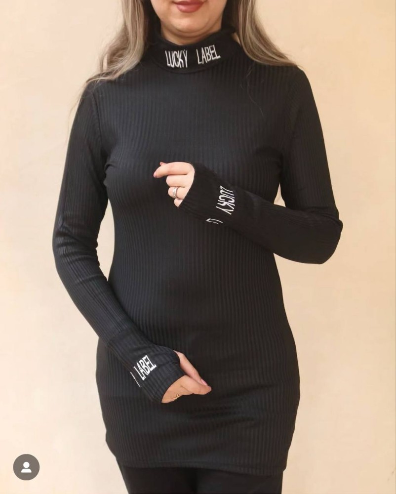 تونیک فینگر دار یقه اسکی یقه و فینگر گلدوزی شده کد 133998 - خرید تونیک زنانه عمده