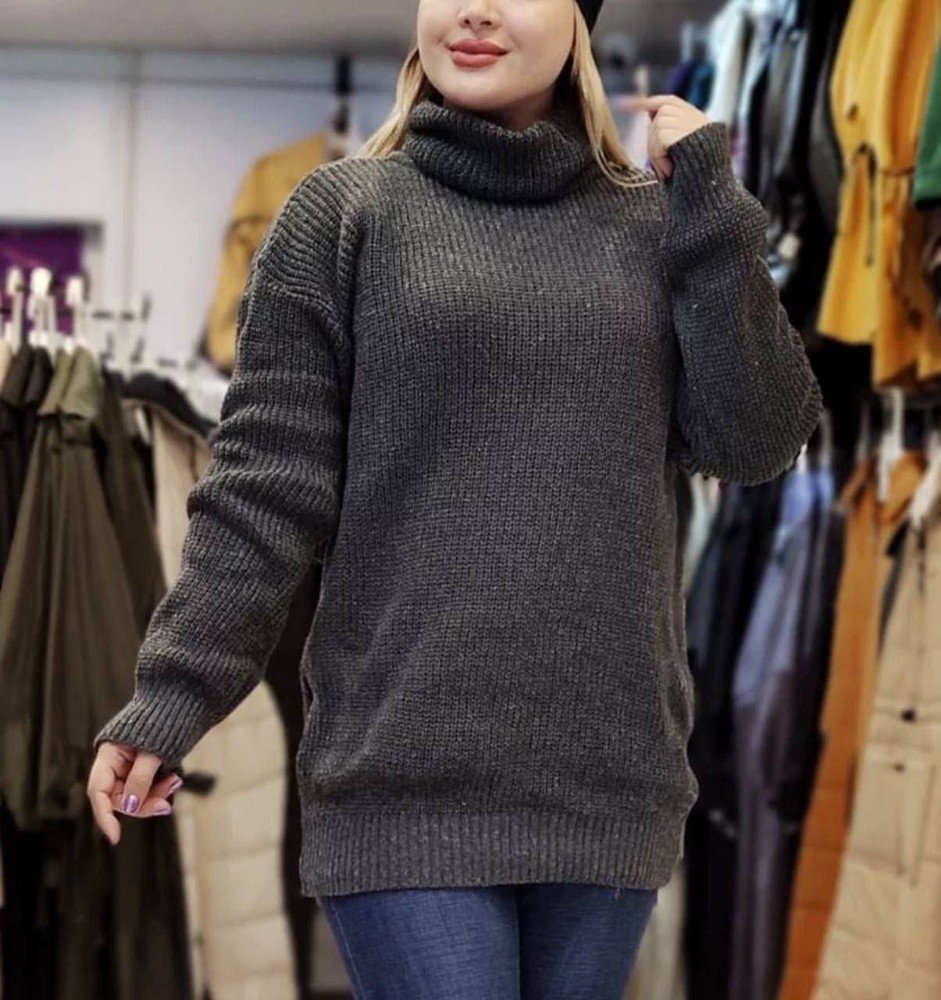 تونیک بافت یقه شل کد 134570 - خرید تونیک زنانه عمده