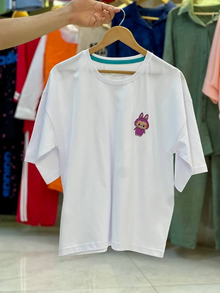 تیشرت قواره باکسی کد 135963 - خرید تاپ و تیشرت زنانه عمده