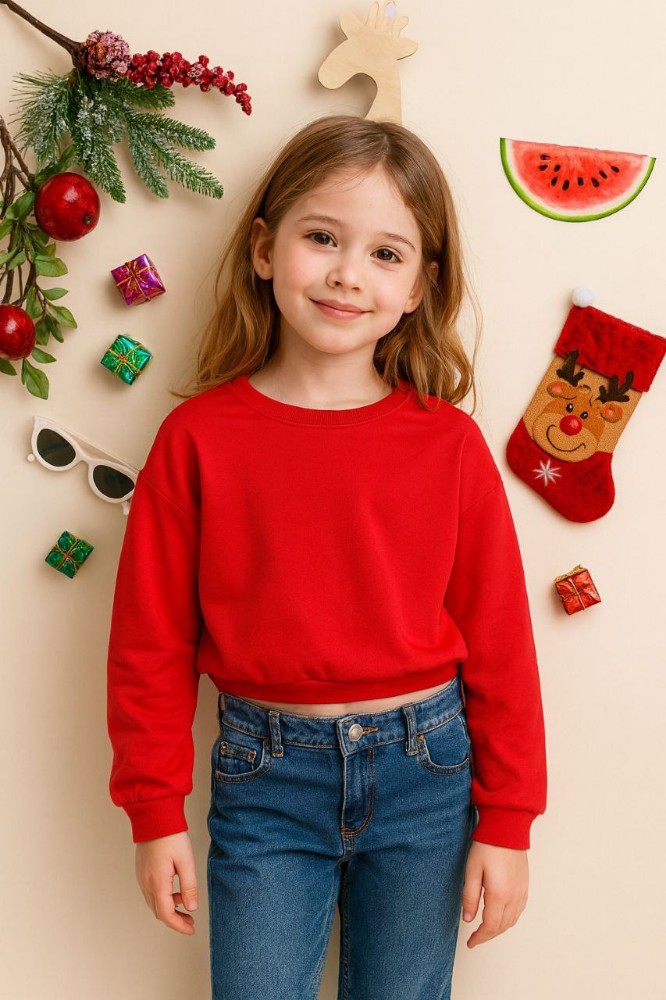 کراپ تک ساده یلدایی # کد 138934 - خرید بلوز تک دخترانه عمده