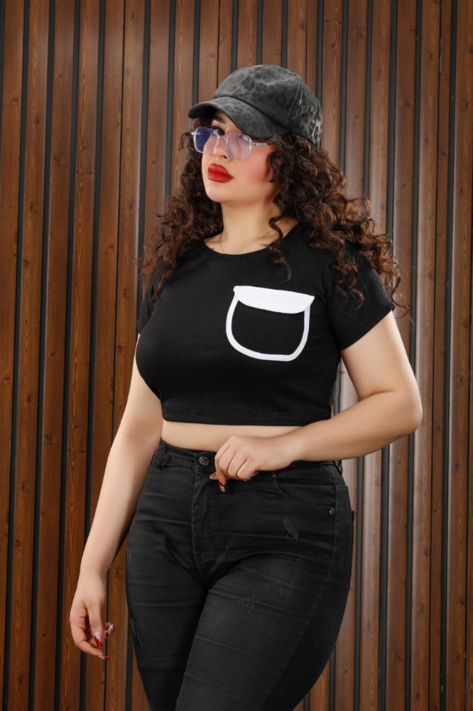 کراپ جلو زیپ تک جیب کد 136246 - خرید تاپ و تیشرت زنانه عمده