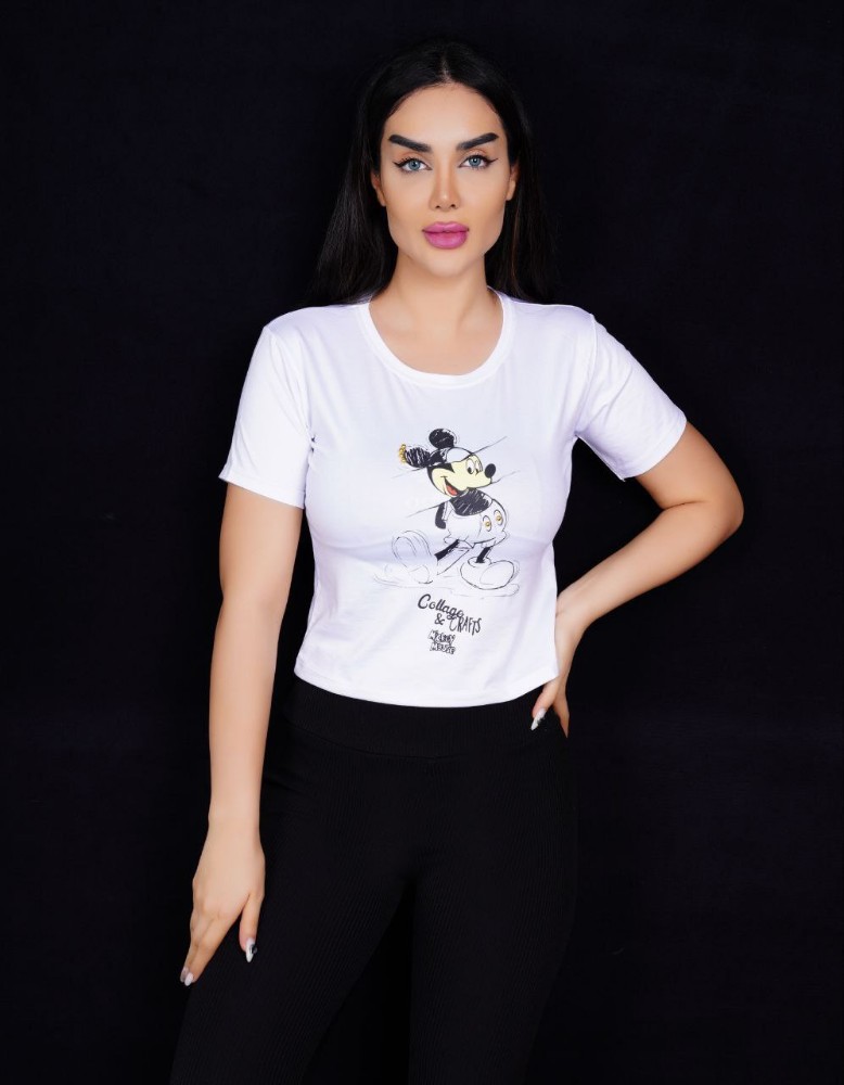 کراپ چاپ مرواریدی کد 136249 - خرید تاپ و تیشرت زنانه عمده