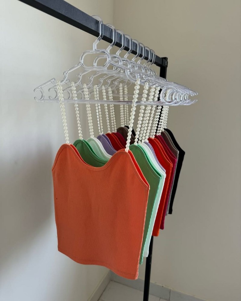 کراپ تاپ بند مروارید کد 136260 - خرید تاپ و تیشرت زنانه عمده