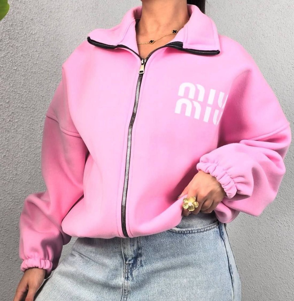 هودی زنانه جلو زیپ miu miu کد 136810 - خرید کاپشن و هودی زنانه عمده