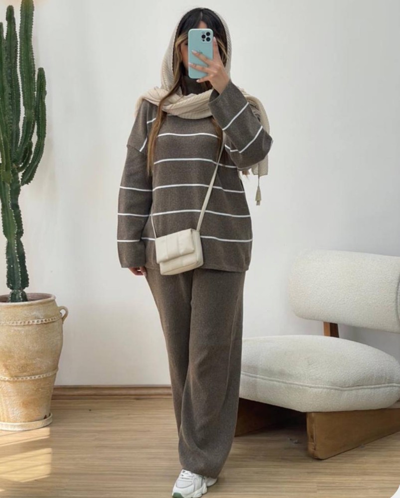 ست بافت شلوار بگ کد 136025 - خرید ست بلوز شلوار زنانه عمده