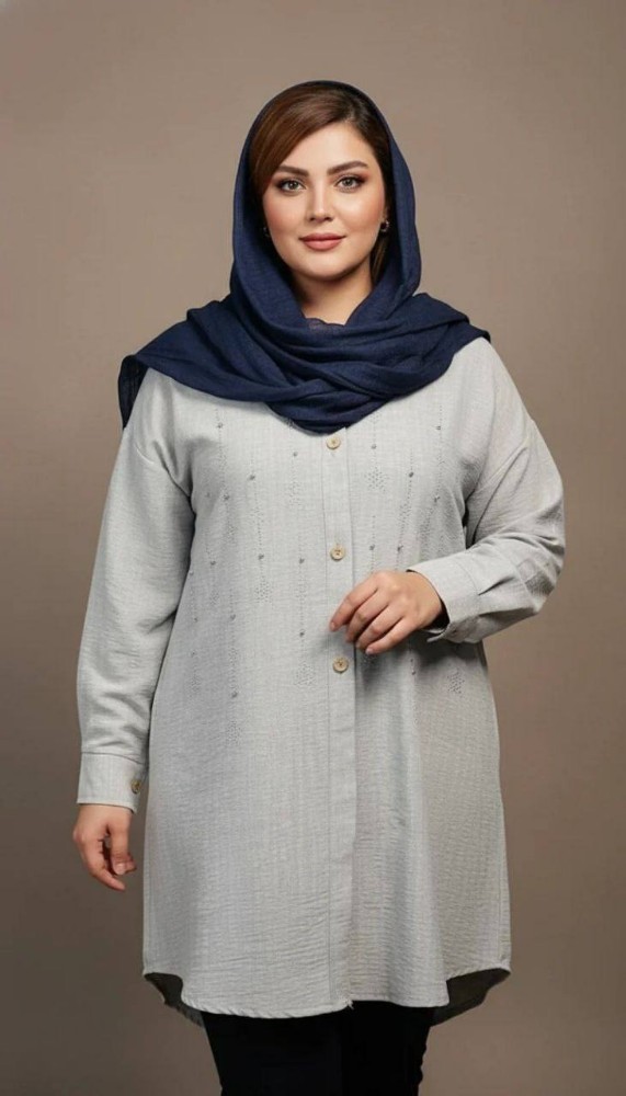 مانتو جلو دکمه کد 136063 - خرید مانتو زنانه عمده