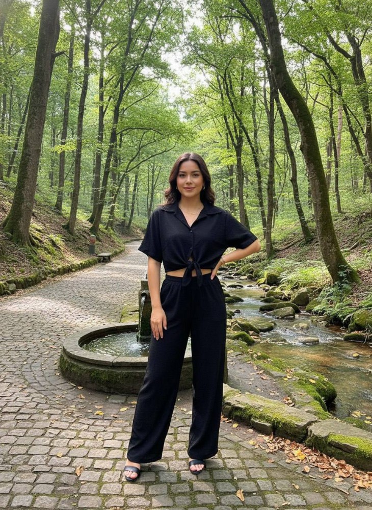 ست کراپ شلوار جلو گره ای کد 137485 - خرید ست تاب شلوارک زنانه عمده