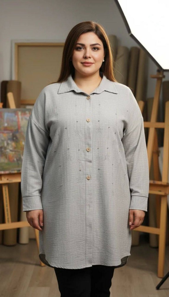 مانتو جلو دکمه نگین کد 135725 - خرید مانتو زنانه عمده