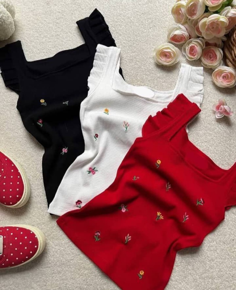 تاپ عروسکی گلدوزی کد 135832 - خرید تاپ و تیشرت زنانه عمده