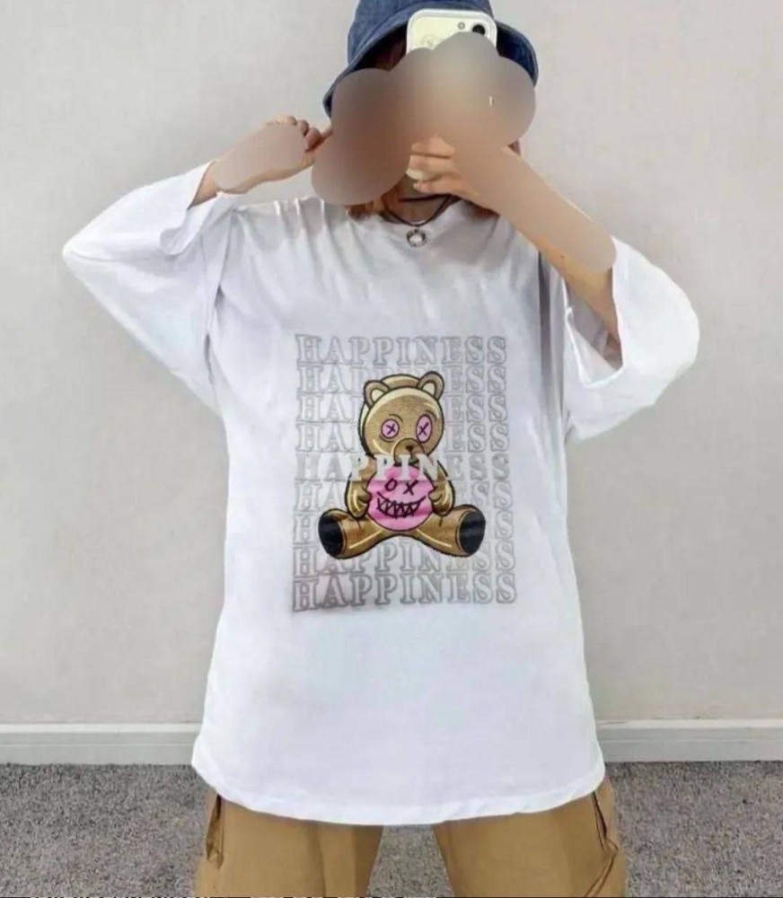 تیشرت لانگ چاپ خرس کد 135903 - خرید تاپ و تیشرت زنانه عمده