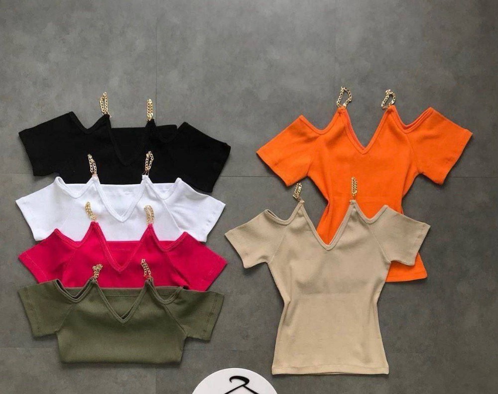 تاپ کبریتی زنجیری کد 135904 - خرید تاپ و تیشرت زنانه عمده