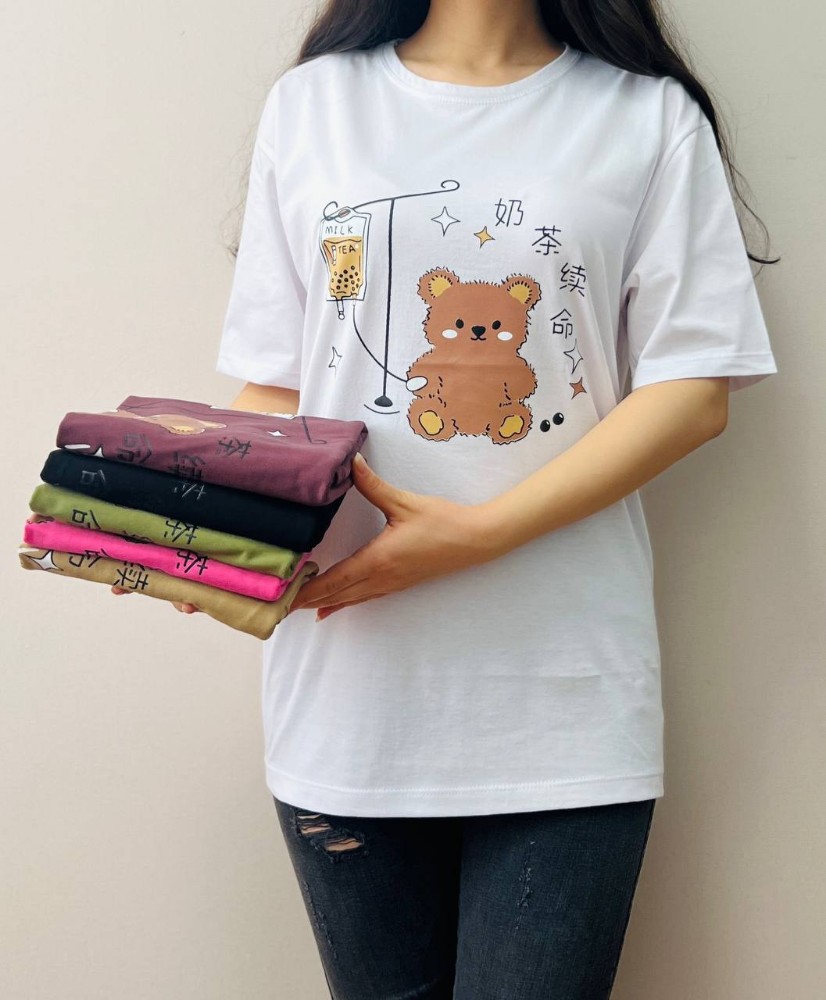 نیم لانگ چاپ. تدی کد 135972 - خرید تاپ و تیشرت زنانه عمده