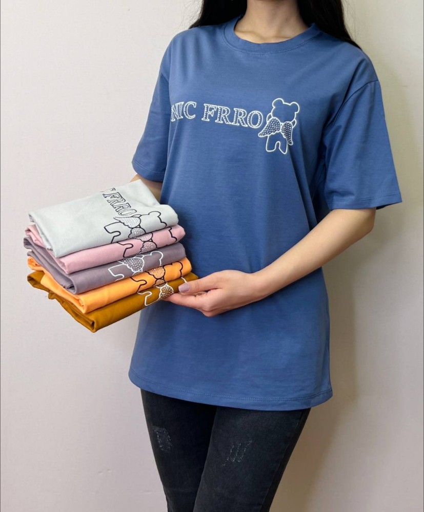 نیم لانگ چاپ و نگین کد 135974 - خرید تاپ و تیشرت زنانه عمده