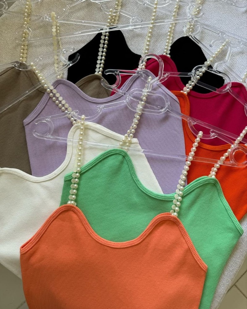 کراپ تاپ بند مروارید کد 136001 - خرید تاپ و تیشرت زنانه عمده