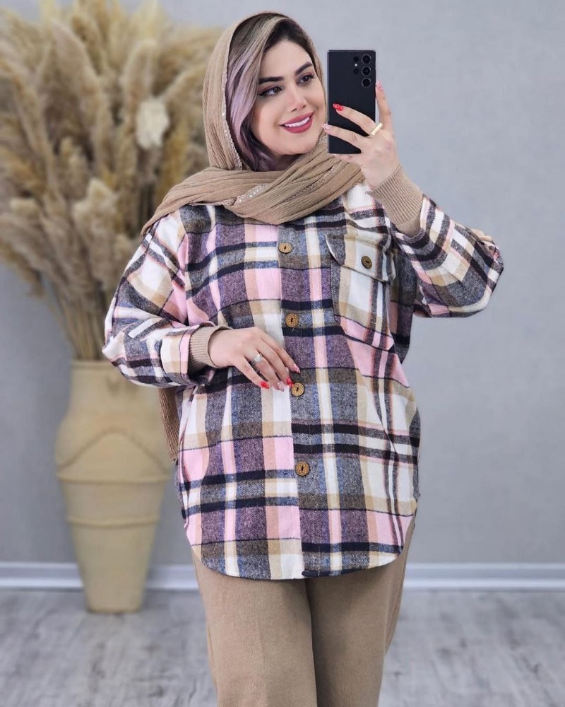 مانتو شومیز چهار خونه کد 137895 - خرید مانتو زنانه عمده