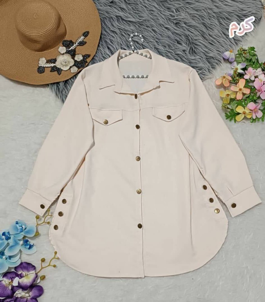 مانتو بغل دکمه قاپک دار کد 137896 - خرید مانتو زنانه عمده