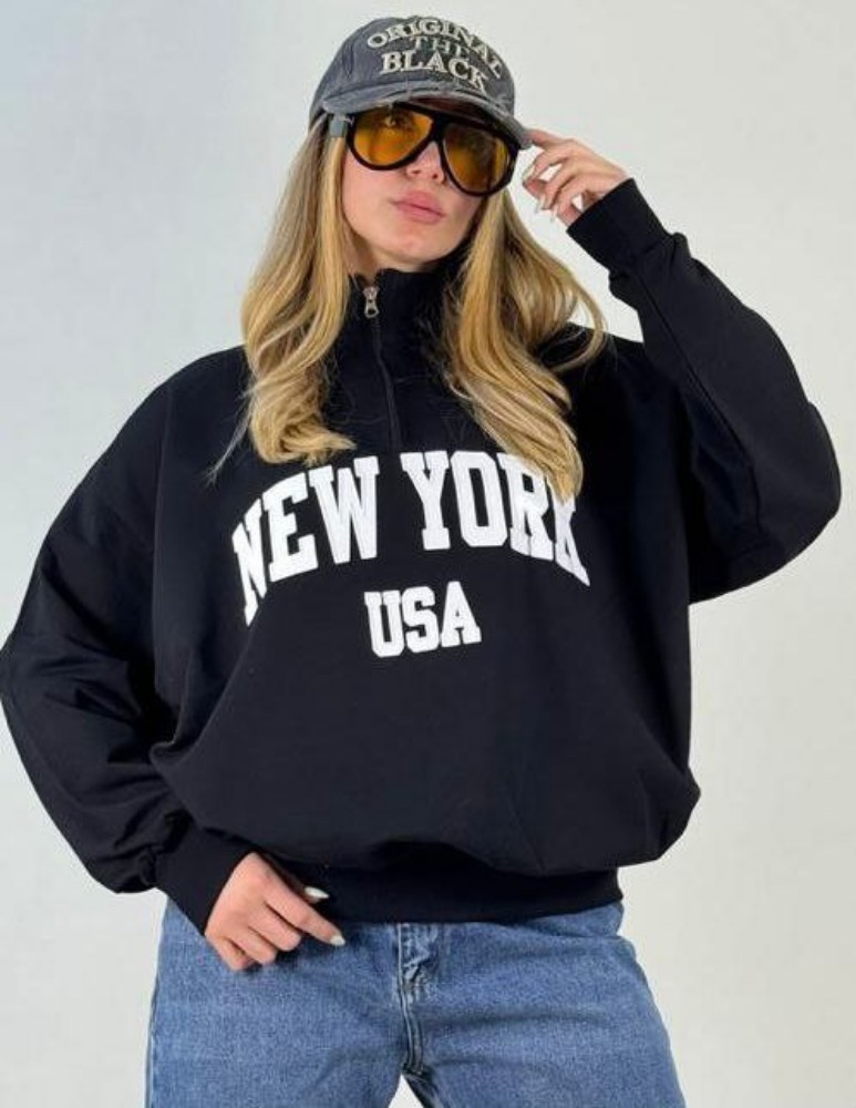 بلوز نیم زیپ نیویورک کد 138383 - خرید بلوز تک زنانه عمده