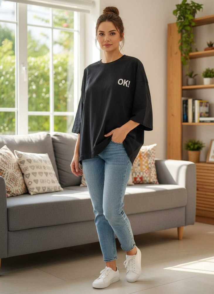 باکسی آستین دار OK کد 138726 - خرید بلوز تک زنانه عمده