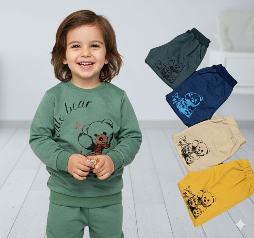 بلوز شلوار تدی پسرانه کد 135785 - خرید ست بلوز شلوار پسرانه عمده