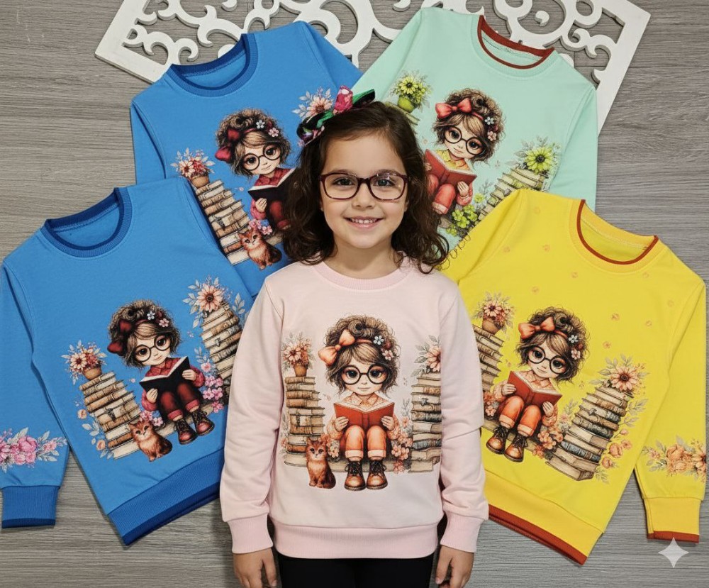 بلوز تک دخترانه پشت چاپ کد 135789 - خرید ست بلوز شلوار دخترانه عمده